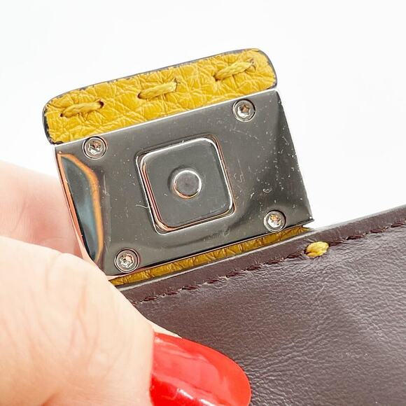 Fendi Tangerine Yellow Leather Selleria Baguette Crossbody Bag - Picture 11 of 16